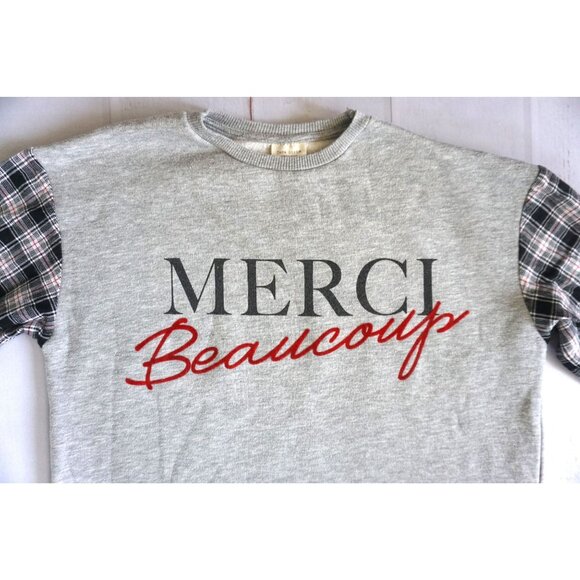 Zara Gray Girls Sweater Dress Merci Beaucoup Long Sleeve Plaid  – Size 10 - Picture 3 of 7